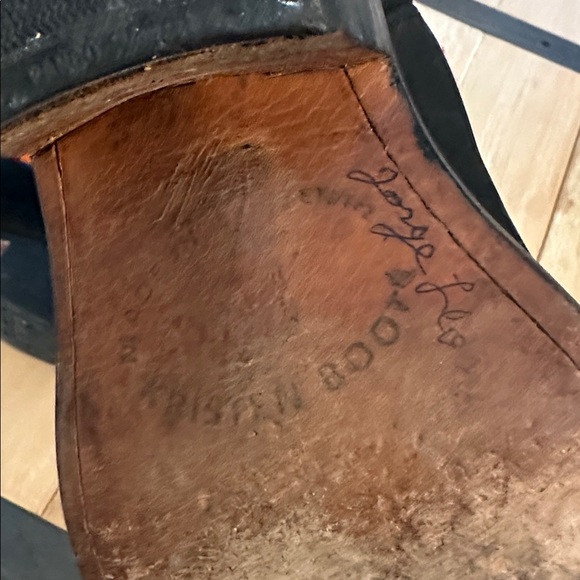 Western 8.5 Cowboy Boot Black Leather Rodeo Cowgirl Handmade - Picture 7 of 7